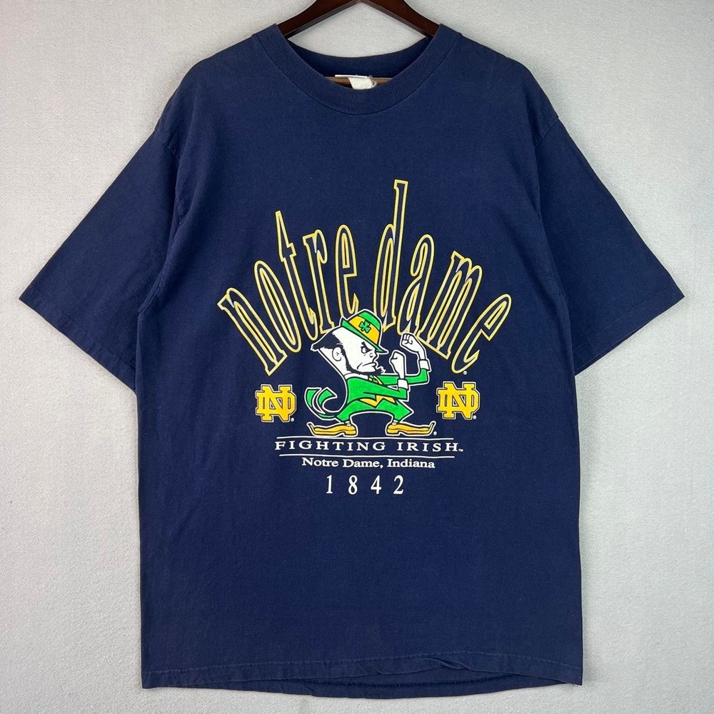 Vintage University of Notre Dame Fighting Irish Blue Tee Shirt 90s